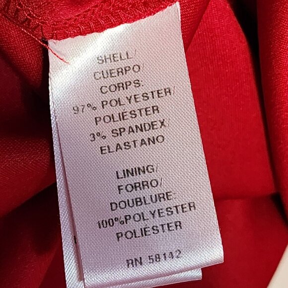 Maggy London Dress Womens Size 14 Solid Red Pullover Puff Sleeves Keyhole Neck - Picture 6 of 7